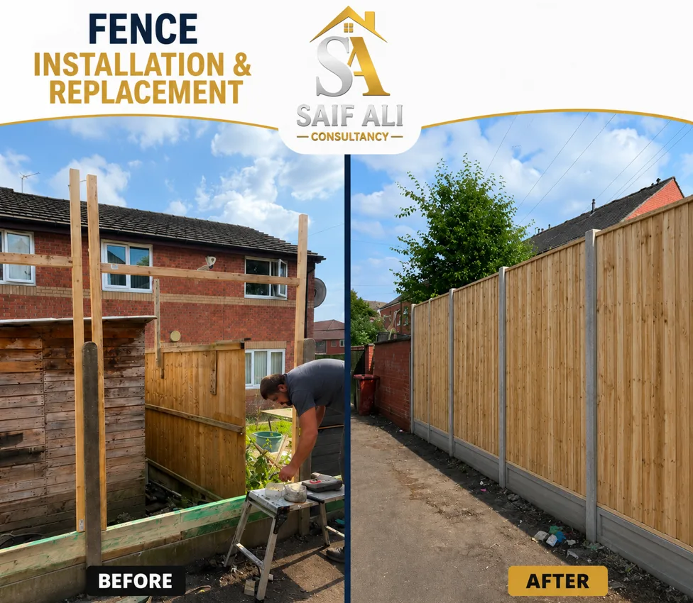 Fence installation and replacement before and after