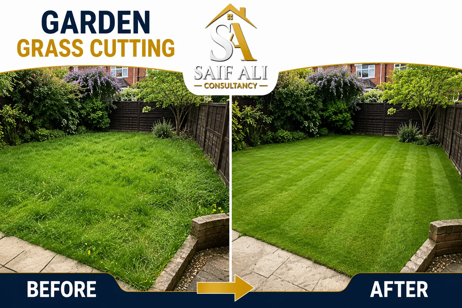 Garden Grass Cutting — Before & After