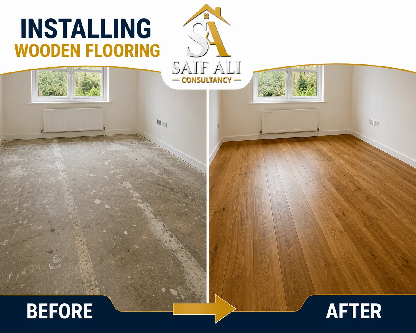 Installing Wooden Flooring — Before & After
