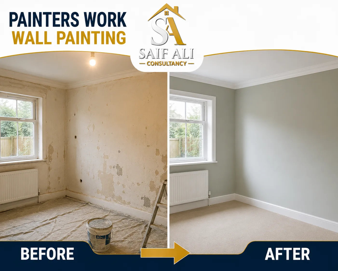 Painters Work — Wall Painting Before & After