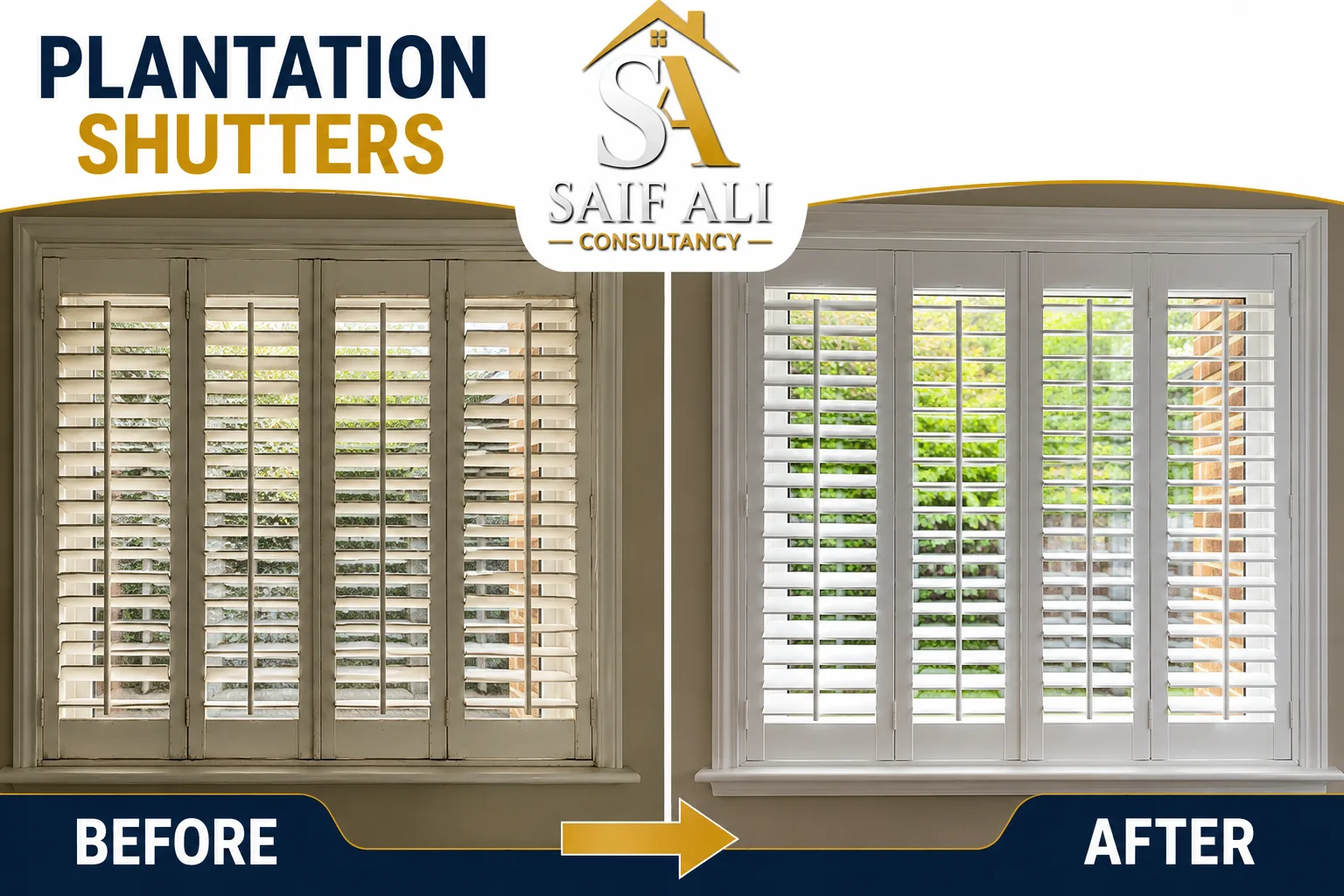Plantation Shutters — Before & After