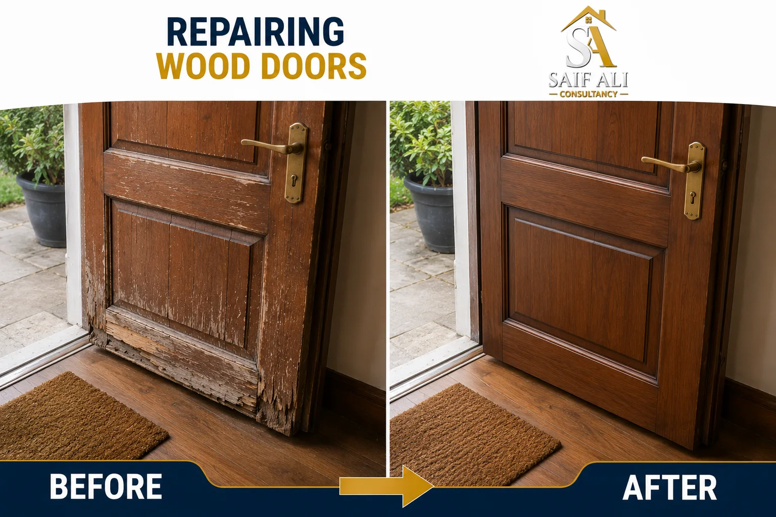 Repairing Wood Doors — Before & After